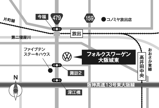 フォルクスワーゲン大阪城東 地図