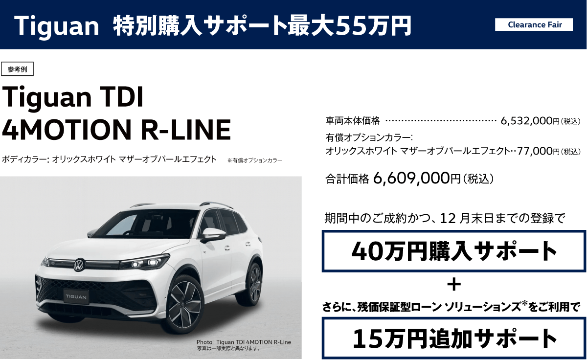 ALL New Tiguan 特別購入サポート55万円